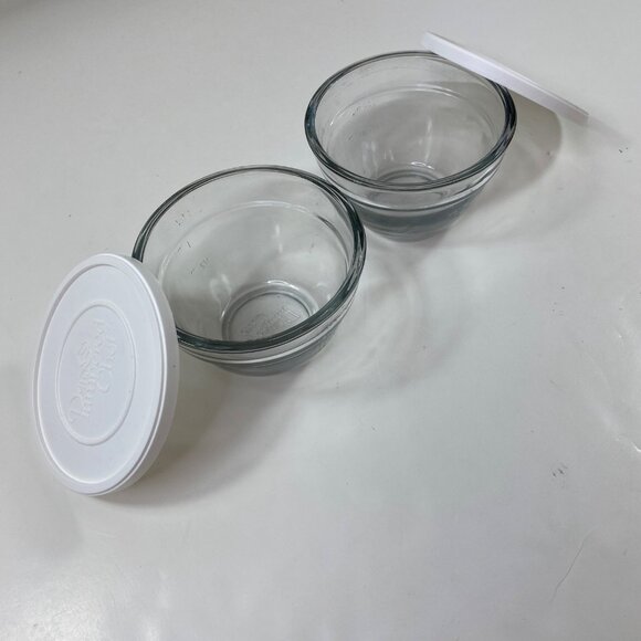 Pampered Chef Set 2 1-Cup Glass Prep Bowls Measuring with Lids - Picture 2 of 8